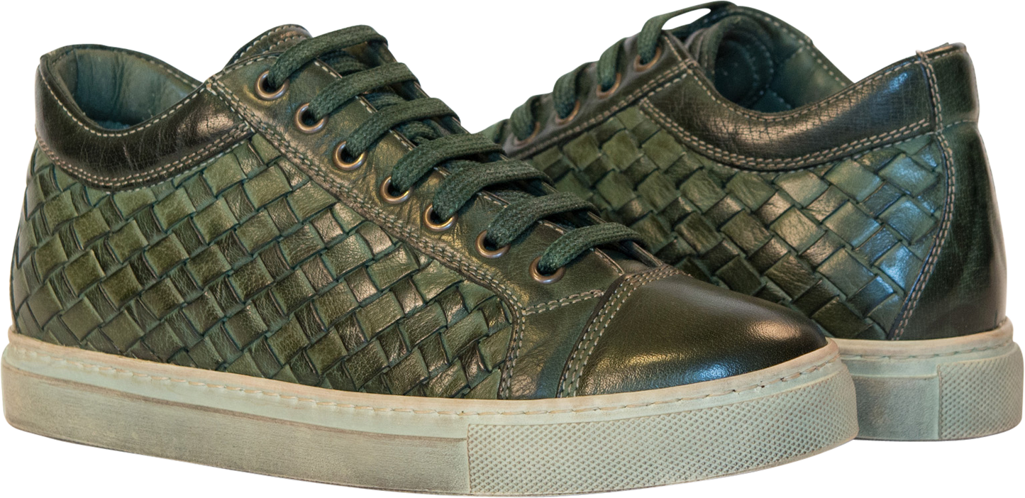 Bernice Dip Dyed Forest Green Woven Low Tops