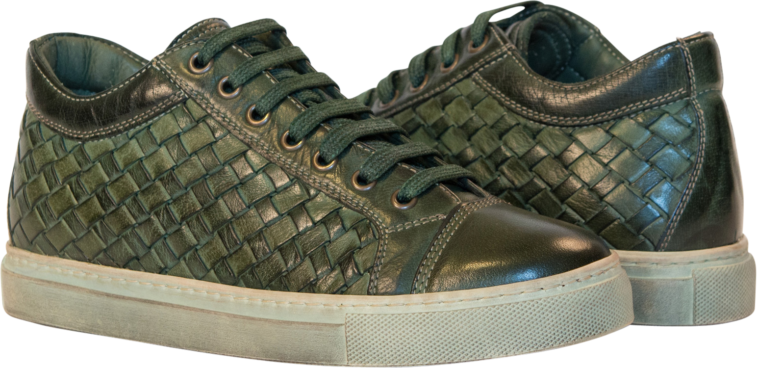 Bernice Dip Dyed Forest Green Woven Low Tops