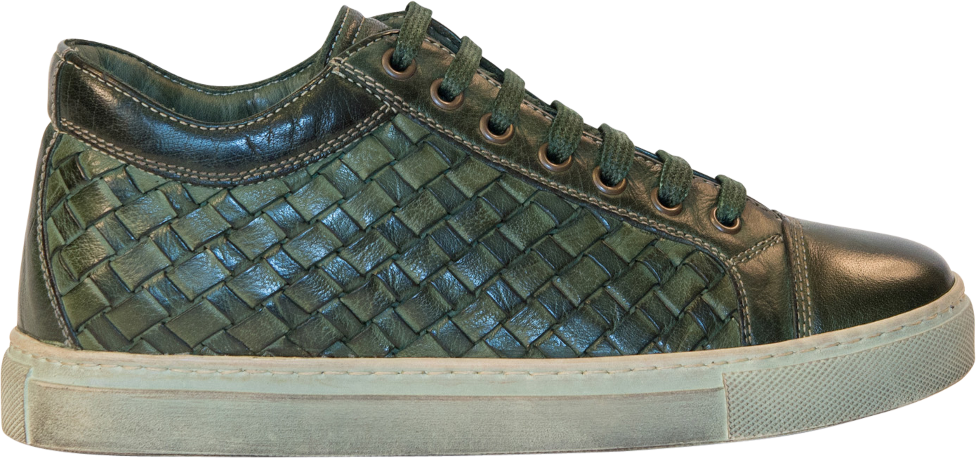 Bernice Dip Dyed Forest Green Woven Low Tops