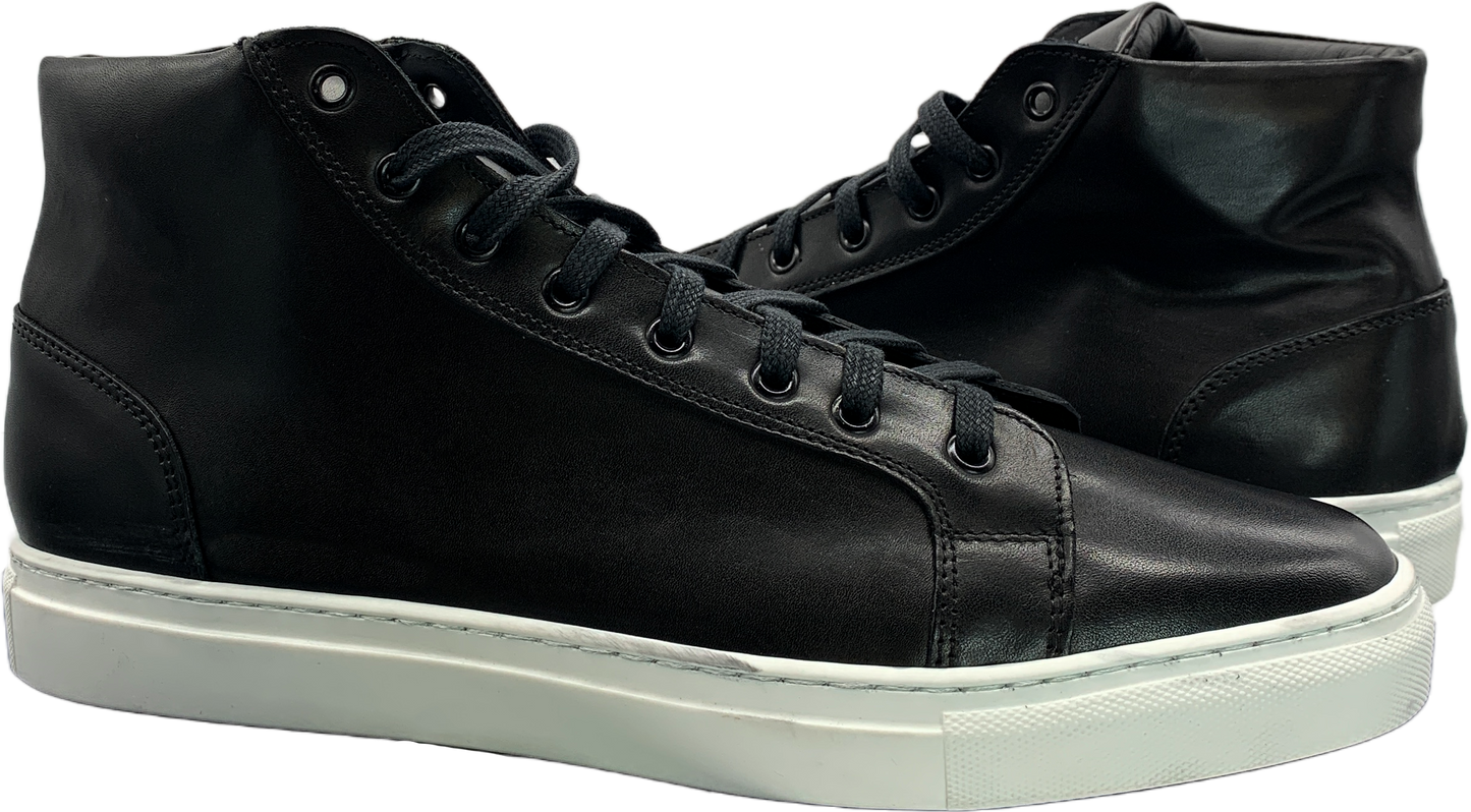Alberto Black Leather High Top Dress Sneaker