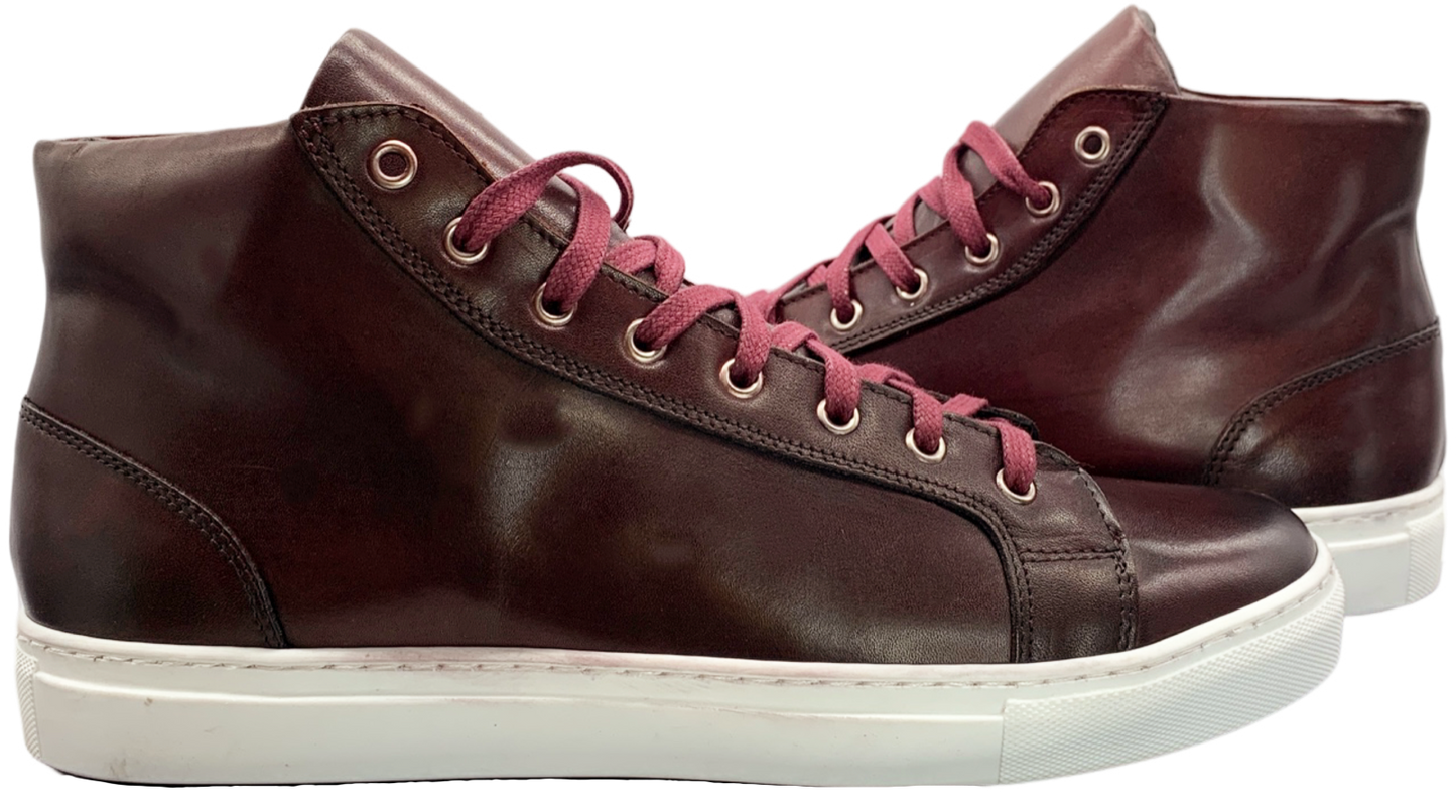 Alberto Burgundy Leather High Top Dress Sneaker