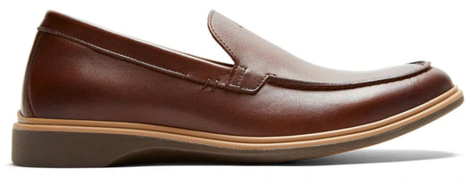 Brown leather loafer shoe on a white background
