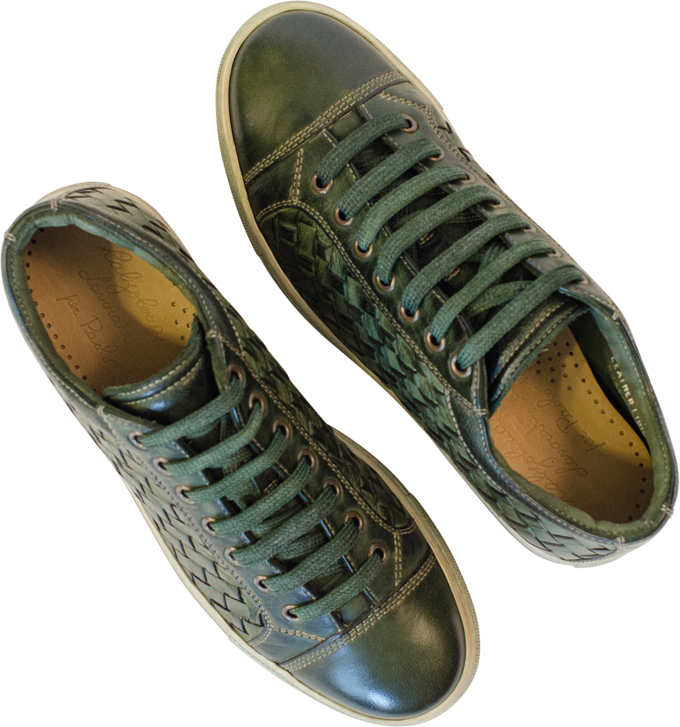 Bernice Dip Dyed Forest Green Woven Low Tops