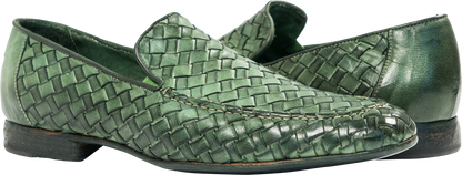 Oli Green Leather Woven Loafer