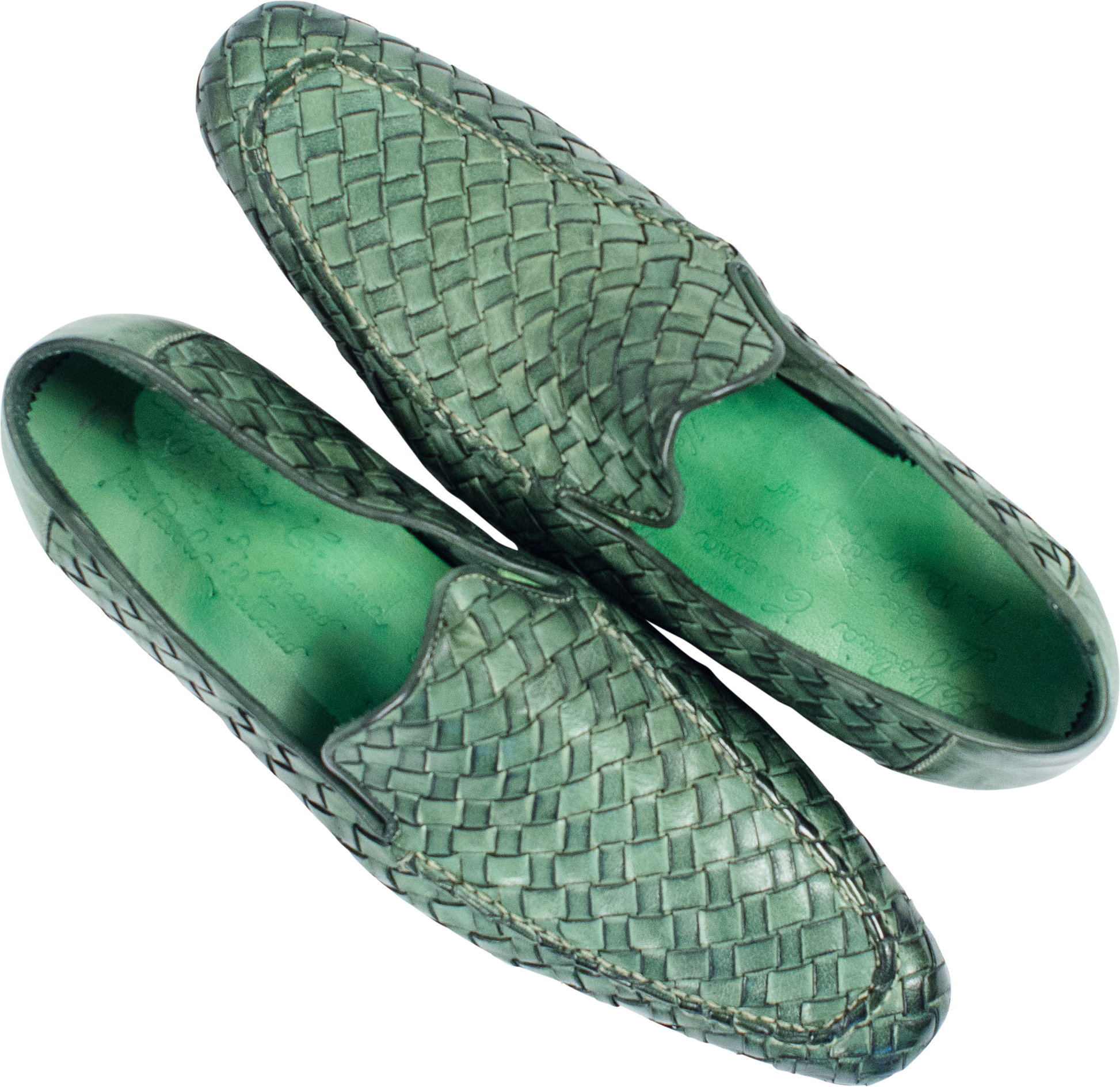 Oli Green Leather Woven Loafer