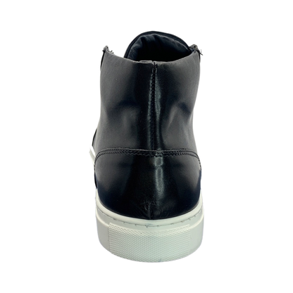 Alberto Black Leather High Top Dress Sneaker