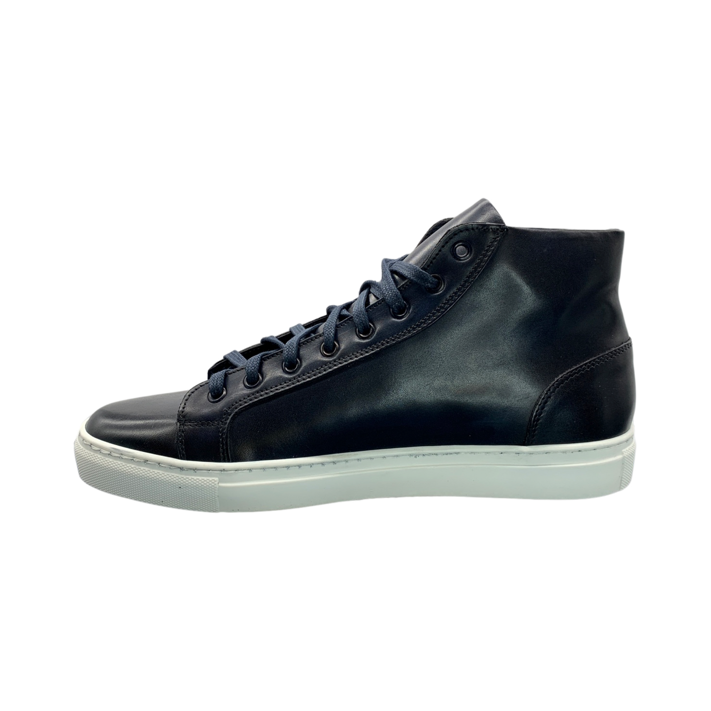 Alberto Blue Leather High Top Dress Sneaker