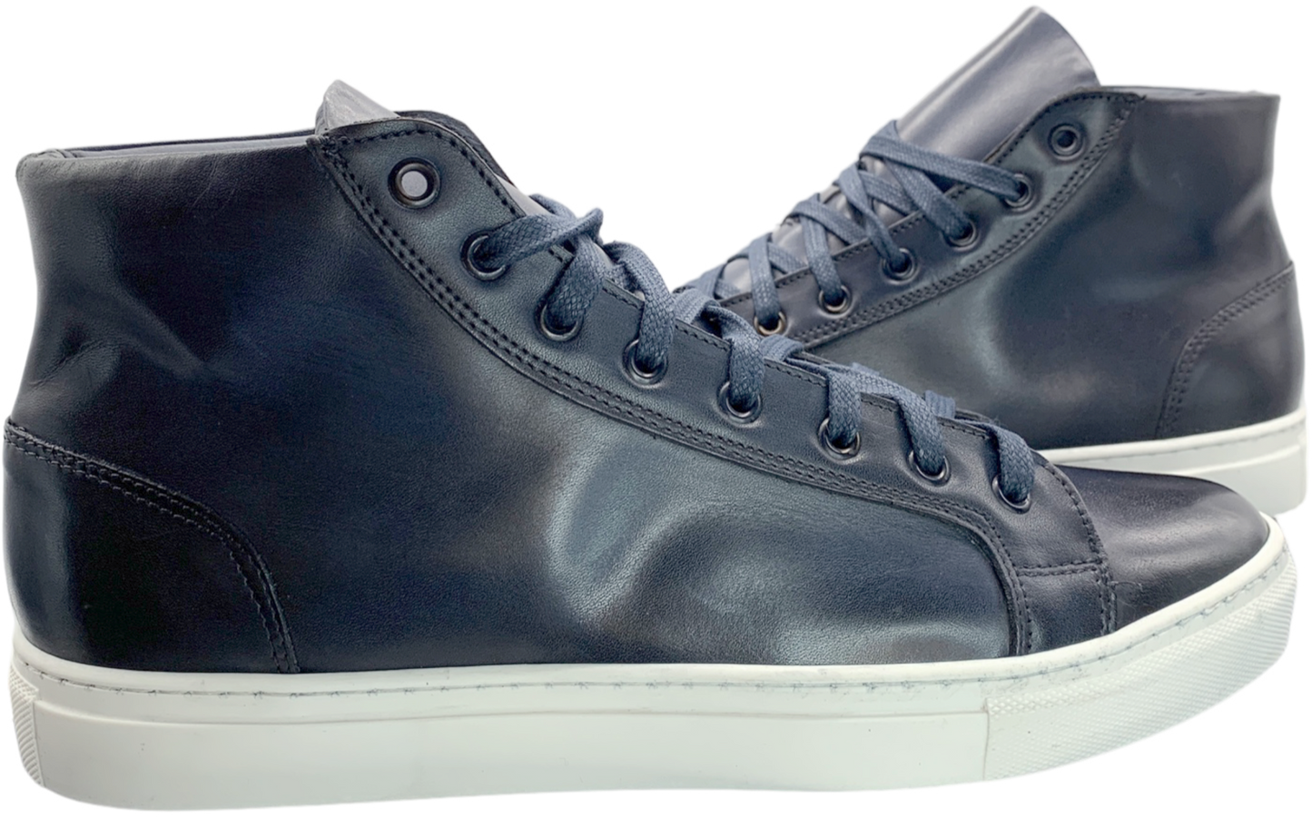 Alberto Blue Leather High Top Dress Sneaker